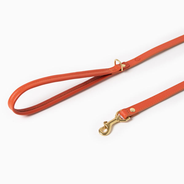Orange Leather Luxury Dog Leash